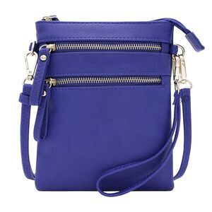 2896 Faux Leather Organizer Multi Zipper Pockets Handbag With Detachable